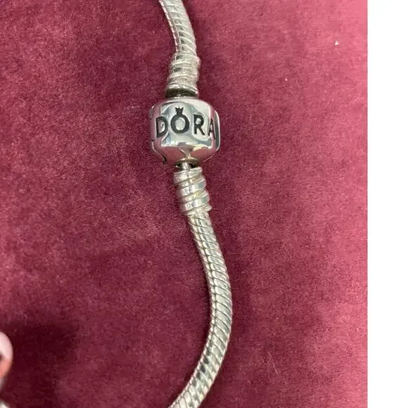 Pandora Sterling Silver Moments Snake Bracelet & Glass Bead Charm 7.25" #64317 - Picture 3 of 7